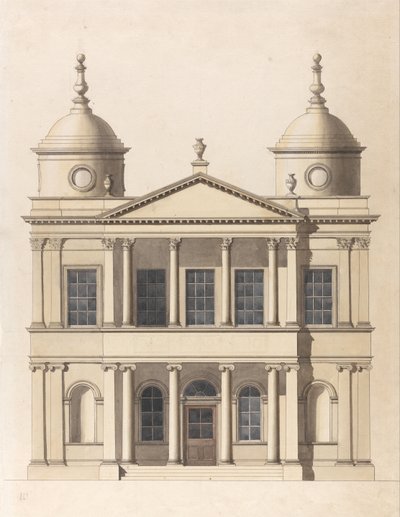 Ontwerp voor een Kerk. Voorgevel van het Westen door Paul Sandby